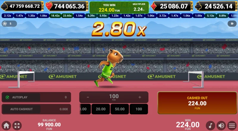 Cashybara Athletics Edition - cash-out reușit și creditarea câștigurilor